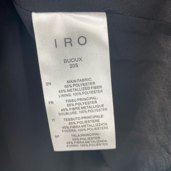 IRO NWT Buoux Metallic Print Ruffle V Neck Mini A Line Dress Black Fushia 38 New - Picture 9 of 11